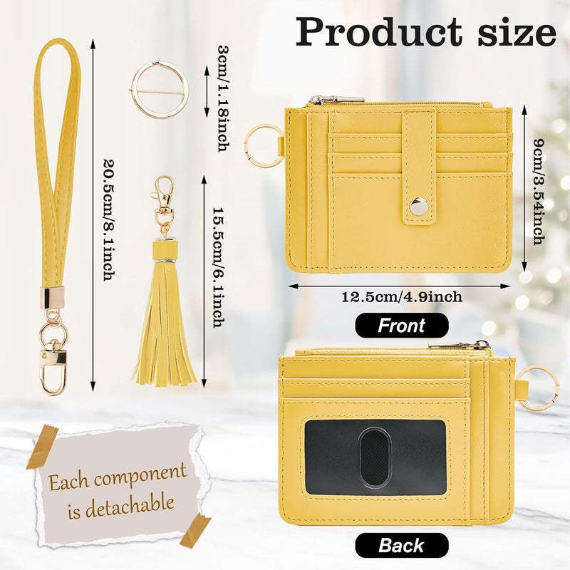 KNGITRYI Small Wristlet Wallets for Women RFID Credit Card Holder Wallet Keychain Wristlet Wallet Credit Card Wallets for Women (Yellow) - Image 2